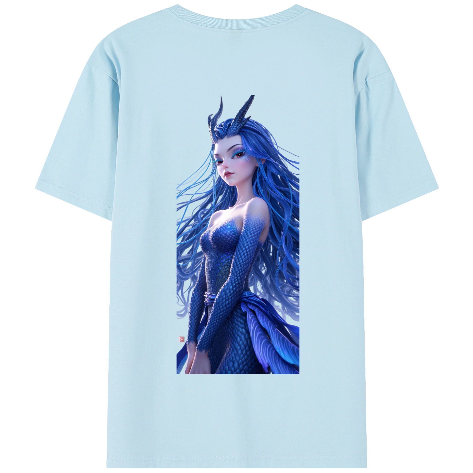 （画像用） Ne Zha 2 ナタ 魔童の大暴れ 綿100％半袖Tシャツ（背面プリント）